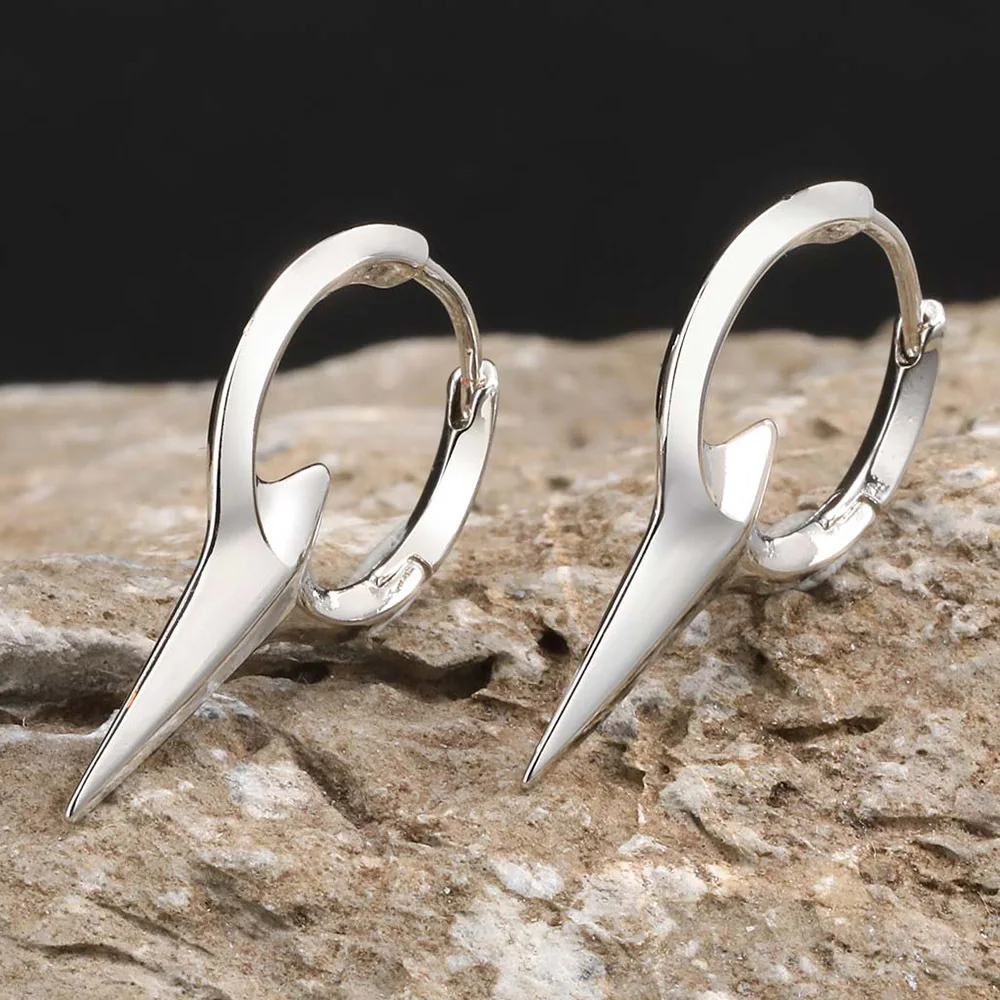 Vnox Personality Cool Mens Hoop Earrings, Silver Color Metal Hoops, Punk Hiphop Piercing Ear Jewelry
