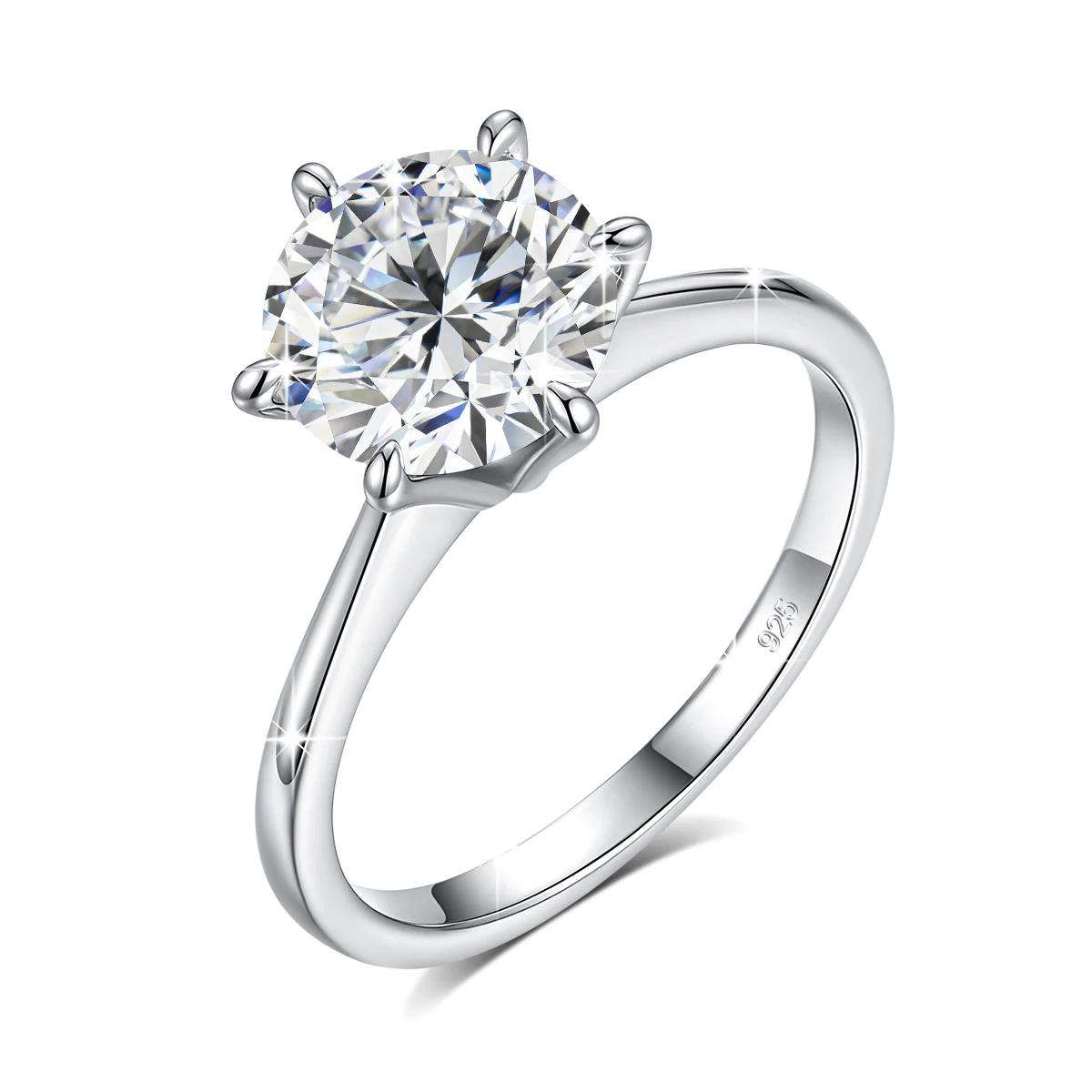 Simple 925 Sterling Silver Classic Rings for Women Six Claw 3ct Lab Diamond Ring Woman's Wedding Ring Engagement Jewelry