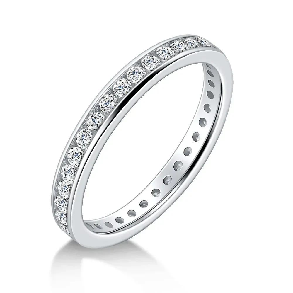 1.7mm All Moissanite Engagement Ring for Women Full Eternity Wedding Bands 925 Sterling Silver Couple Promise Rings Fine Jewelry